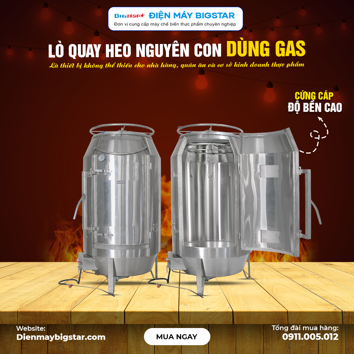 Lo quay heo nguyen con dung gas banner