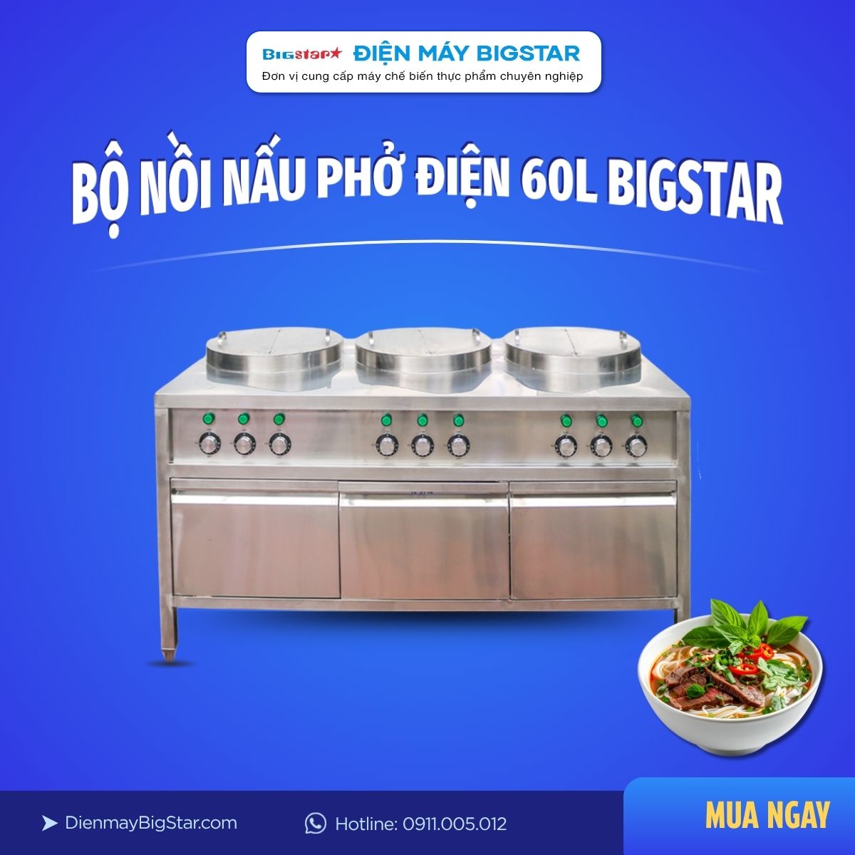 bộ nồi nấu phở điện 60L BigStar