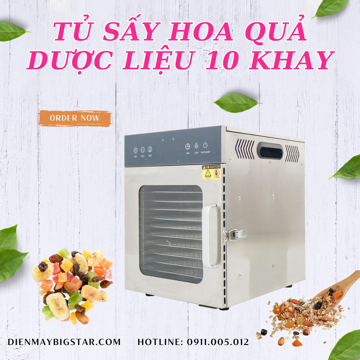 Tủ sấy hoa quả dược liệu 10 khay 