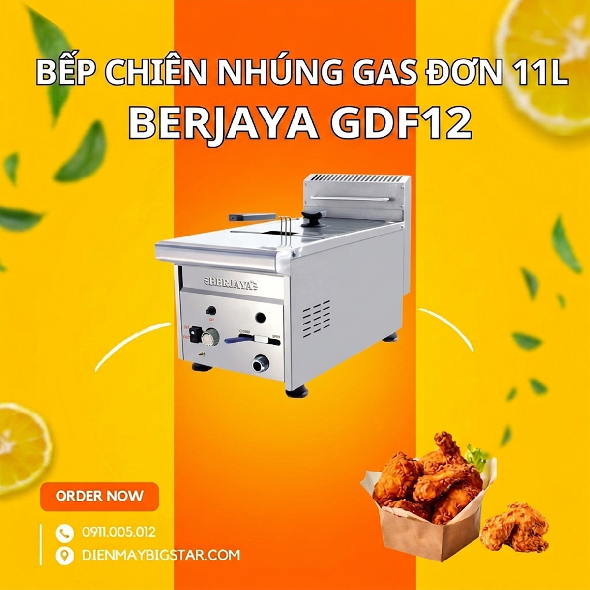 Bếp chiên nhúng gas đơn 11L Berjaya GDF12 10 bep chien nhung don gas don 11l berjaya gdf12 11