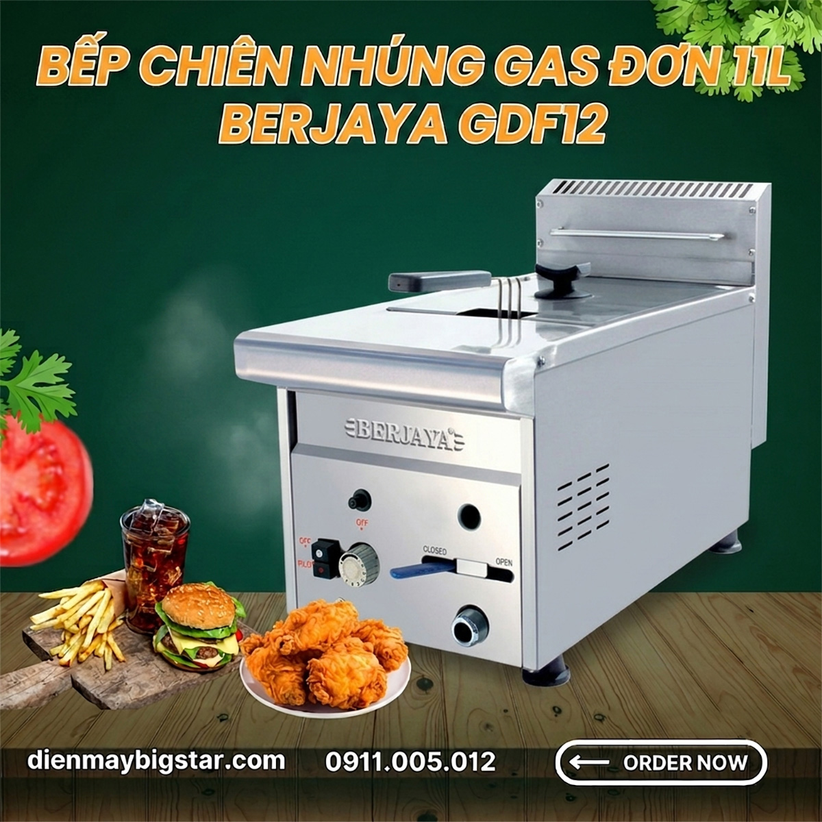 Bếp chiên nhúng gas đơn 11L Berjaya GDF12 9 bep chien nhung don gas don 11l berjaya gdf12 12