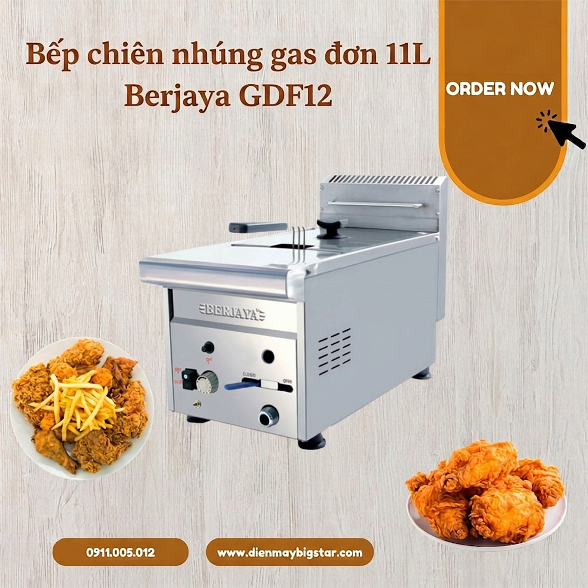 Bếp chiên nhúng gas đơn 11L Berjaya GDF12 13 bep chien nhung don gas don 11l berjaya gdf12 13