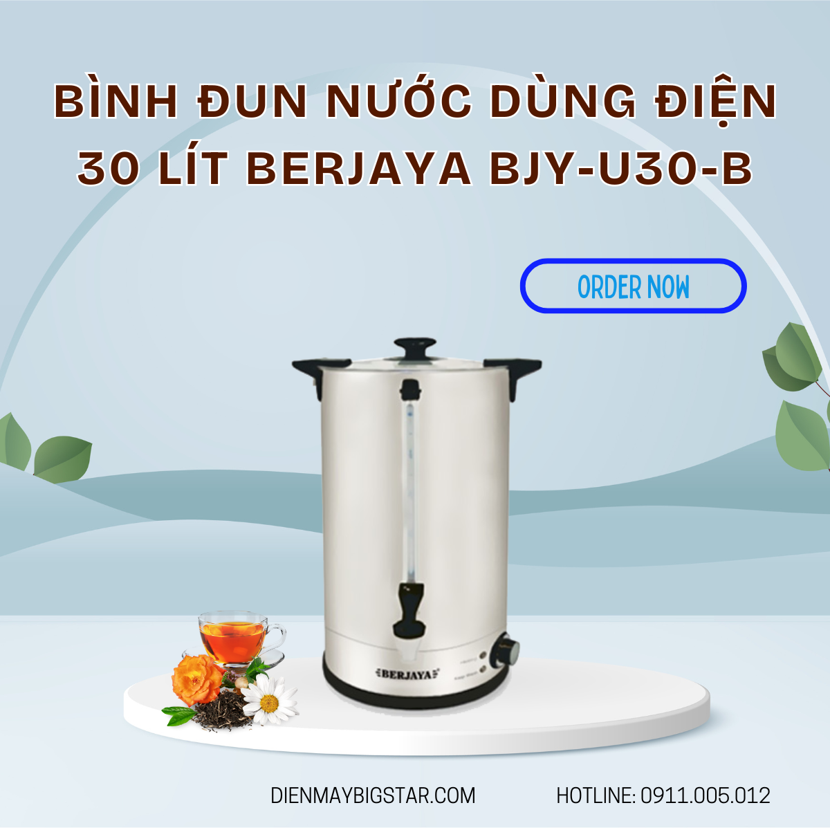 Bình đun nước dùng điện 30 lít Berjaya BJY-U30-B