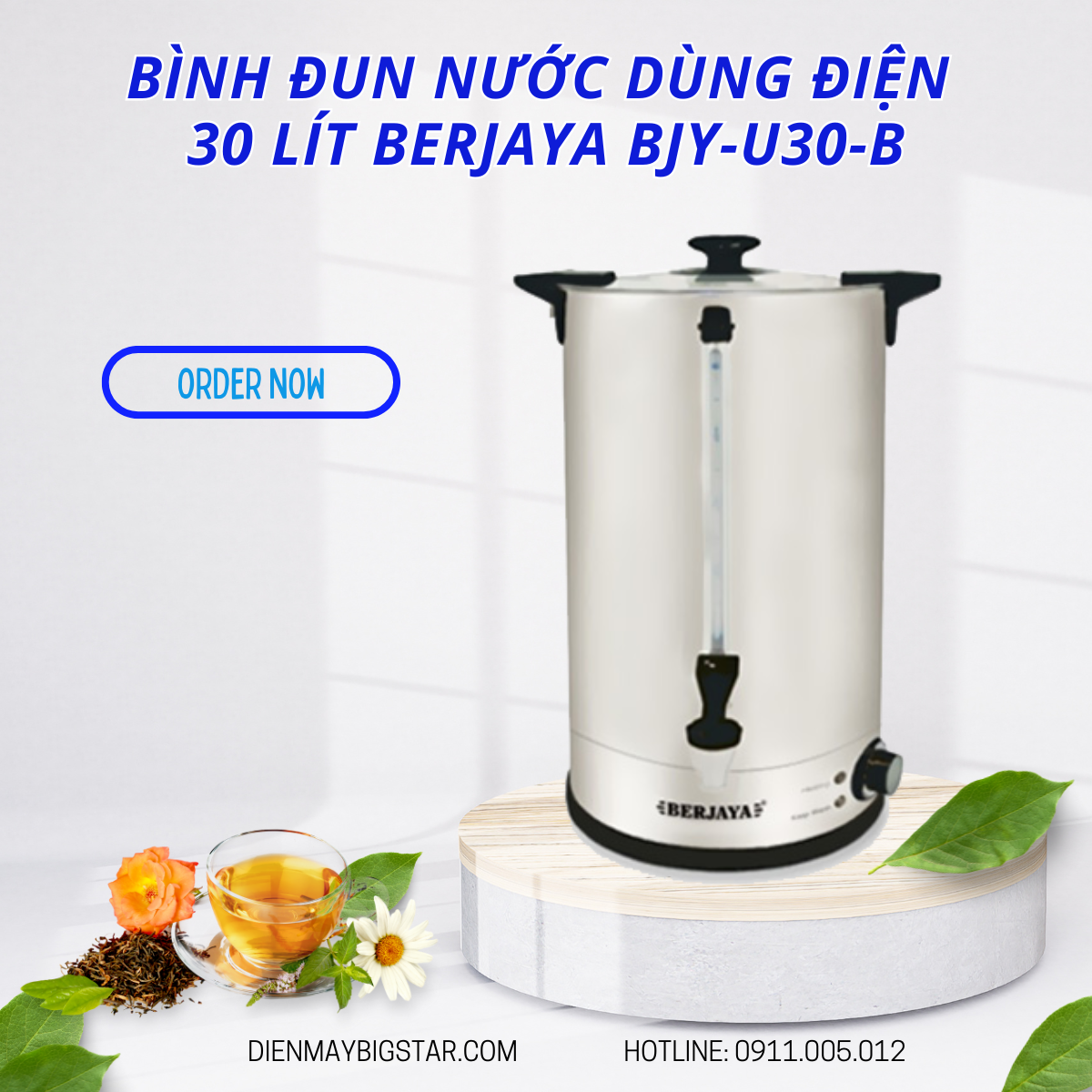 Bình đun nước dùng điện 30 lít Berjaya BJY-U30-B