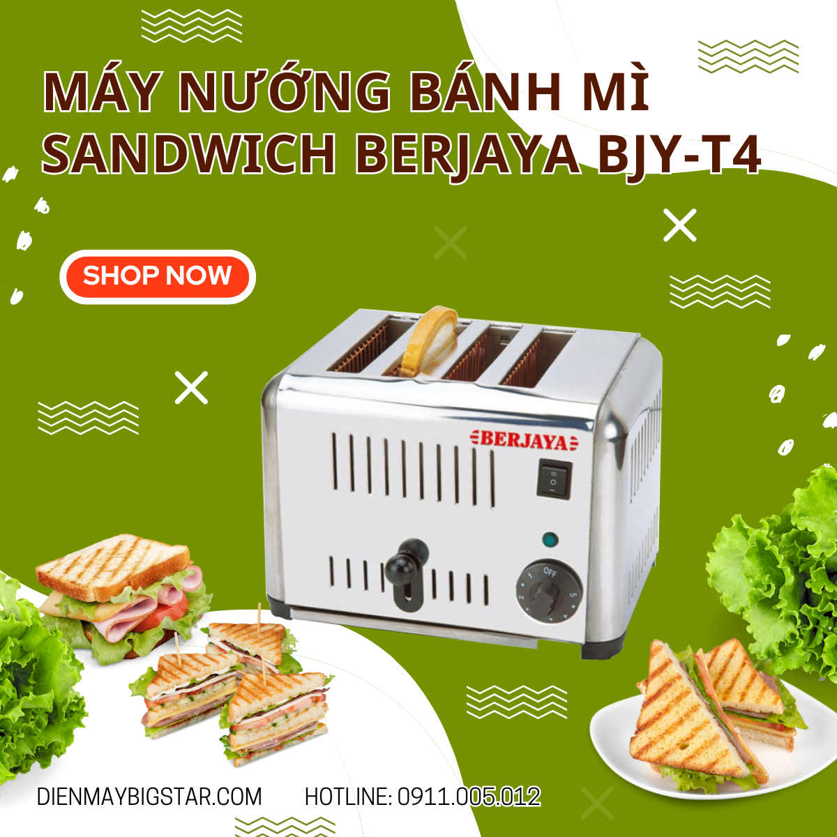 Máy nướng bánh mì sandwich Berjaya BJY-T4