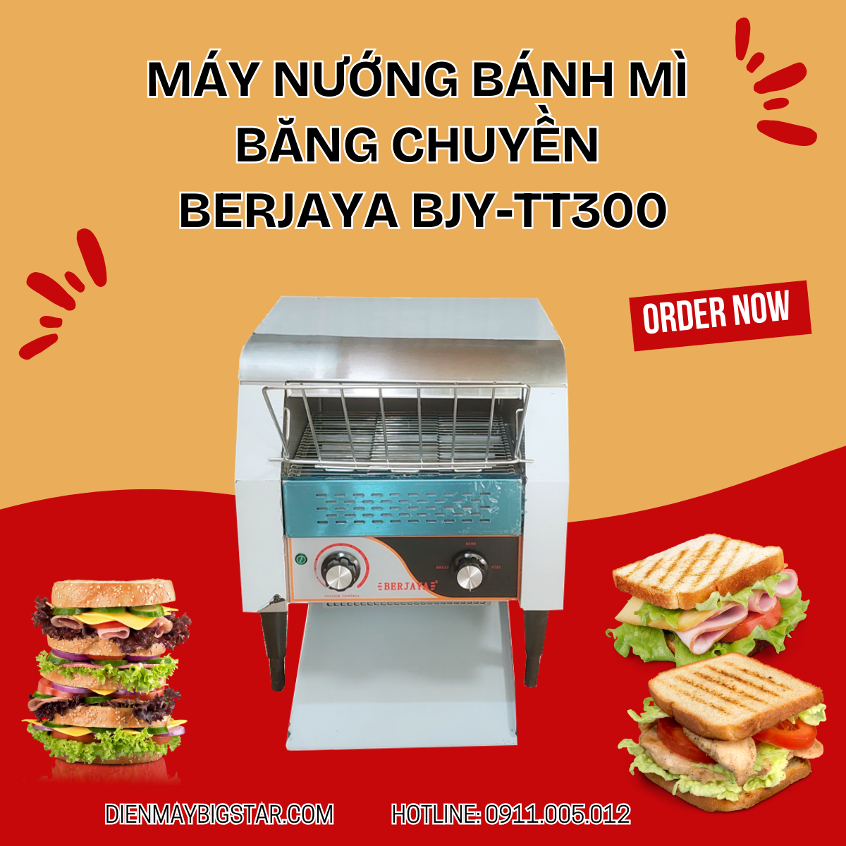 may nuong banh mi bang chuyen Berjaya BJY TT300