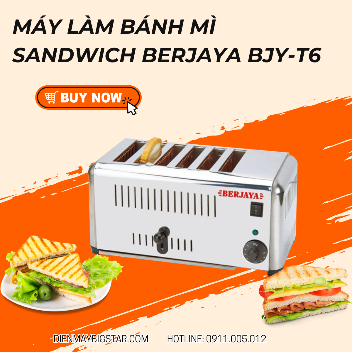 may lam banh mi sandwich Berjaya BJY T6