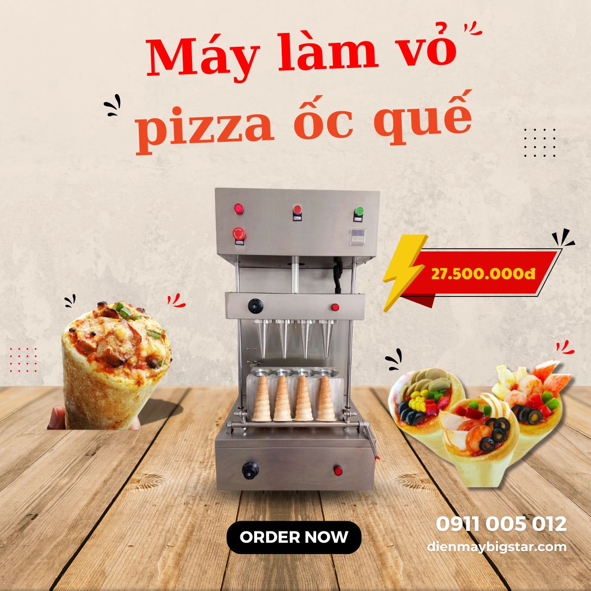 Máy làm vỏ pizza ốc quế PQ-A4