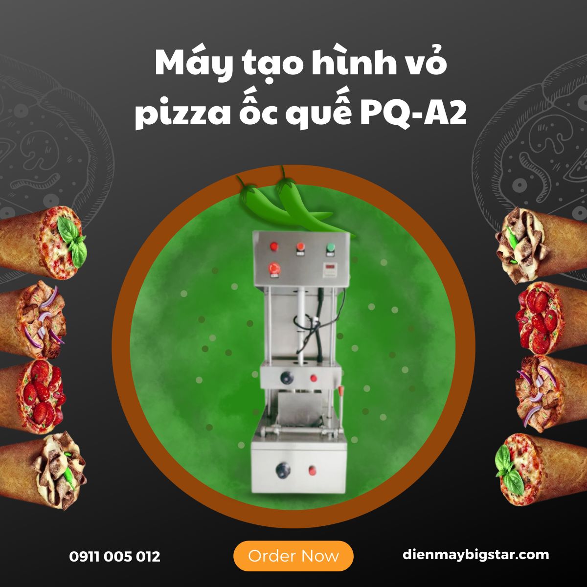 Máy tạo hình vỏ pizza ốc quế PQ-A2