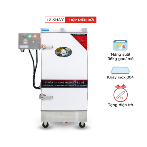 Tủ nấu cơm công nghiệp 12 khay hộp điện rời