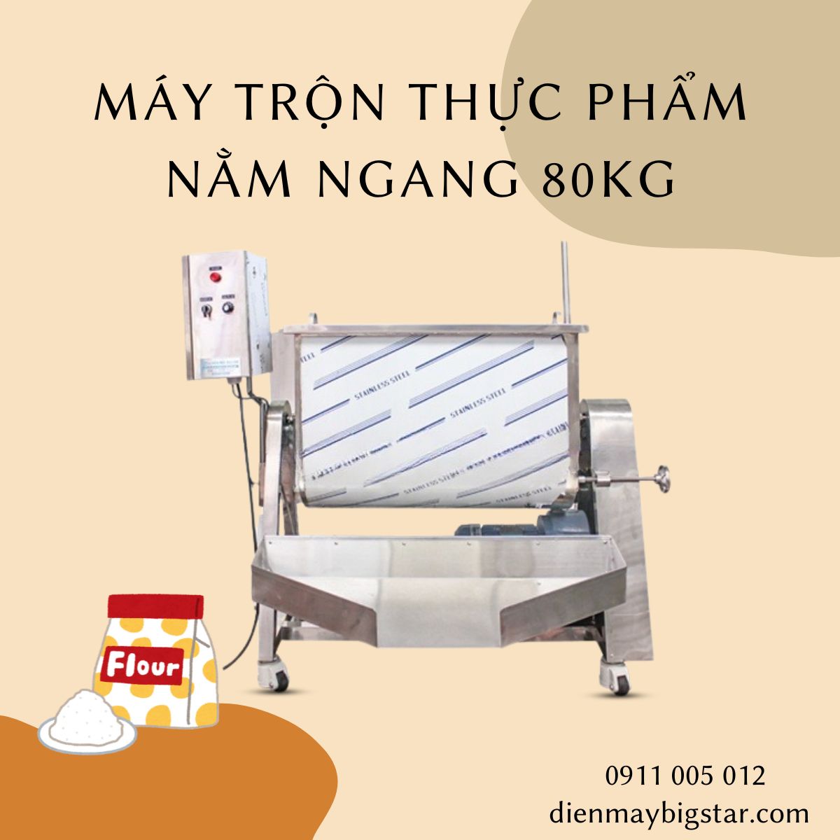 Máy trộn thực phẩm nằm ngang 80kg