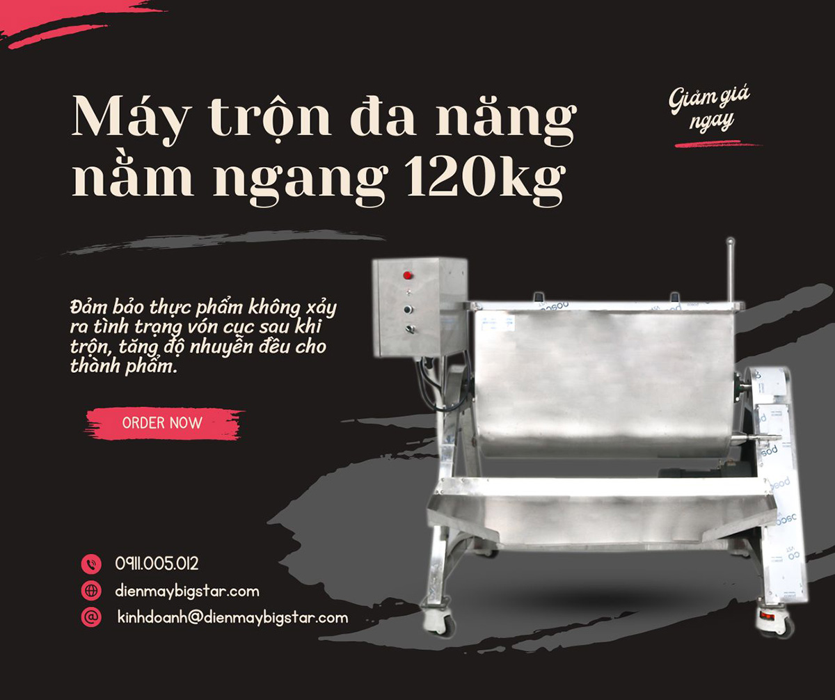 Máy trộn đa năng nằm ngang 120kg 19 may tron da nang nam ngang 120kg