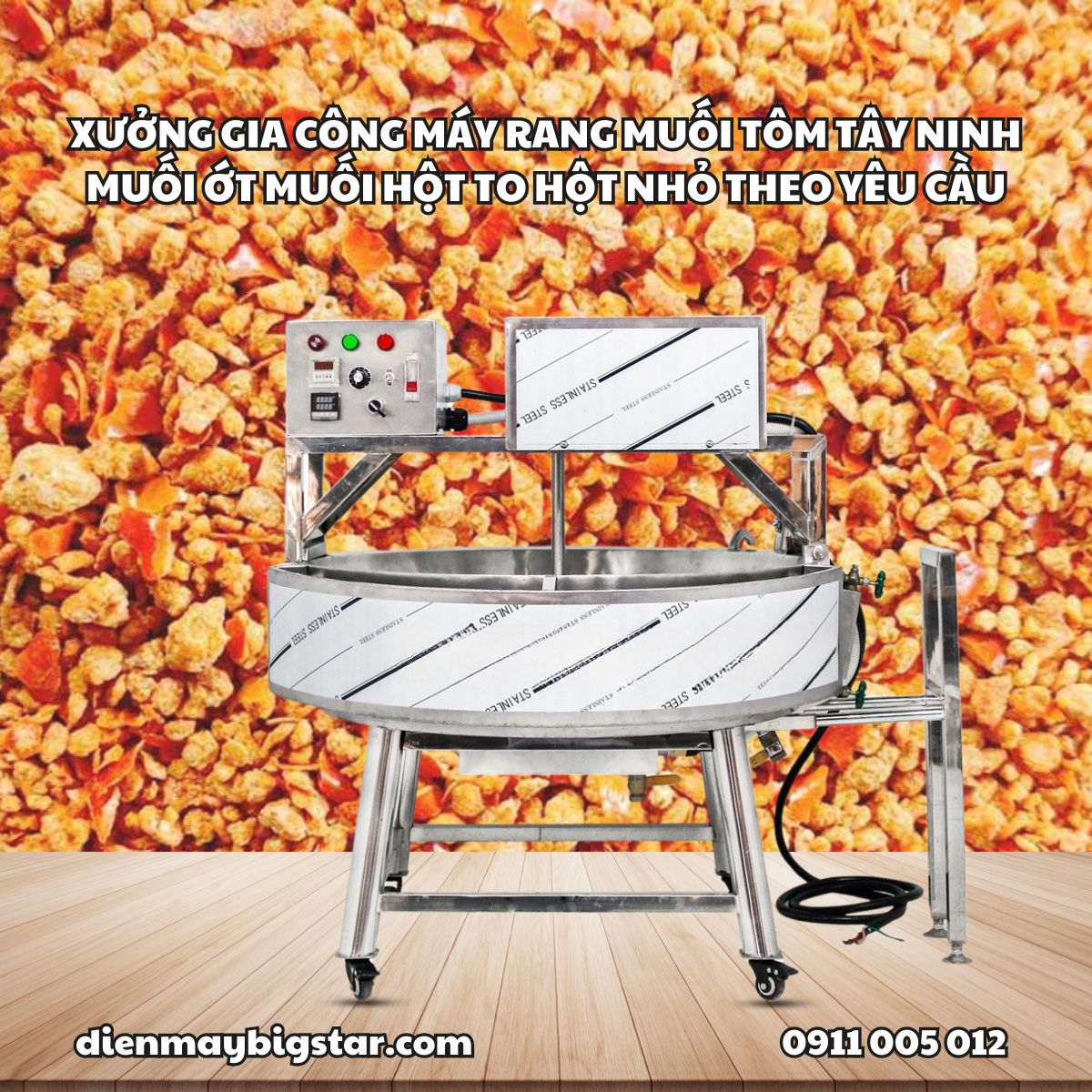 Máy rang muối tôm Tây Ninh
