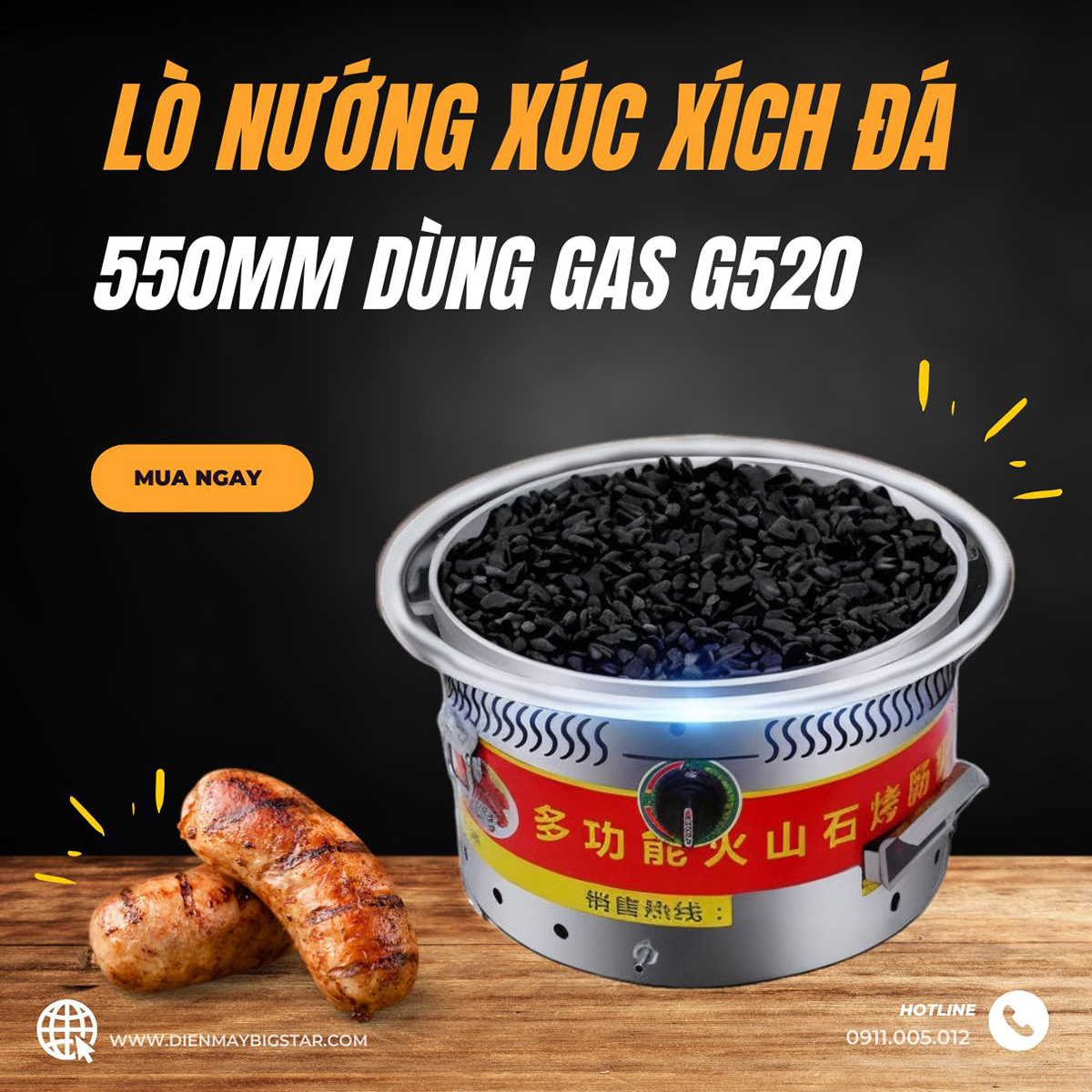 lo nuong xuc xich da 550mm dung gas G520 banner