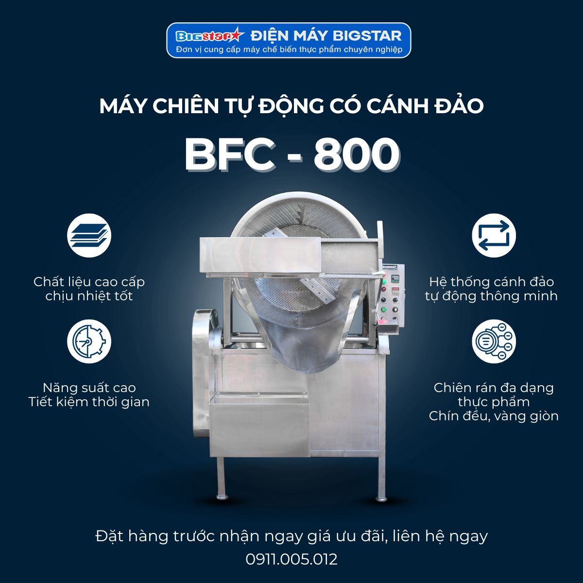Máy chiên tự động có cánh đảo BFC-800