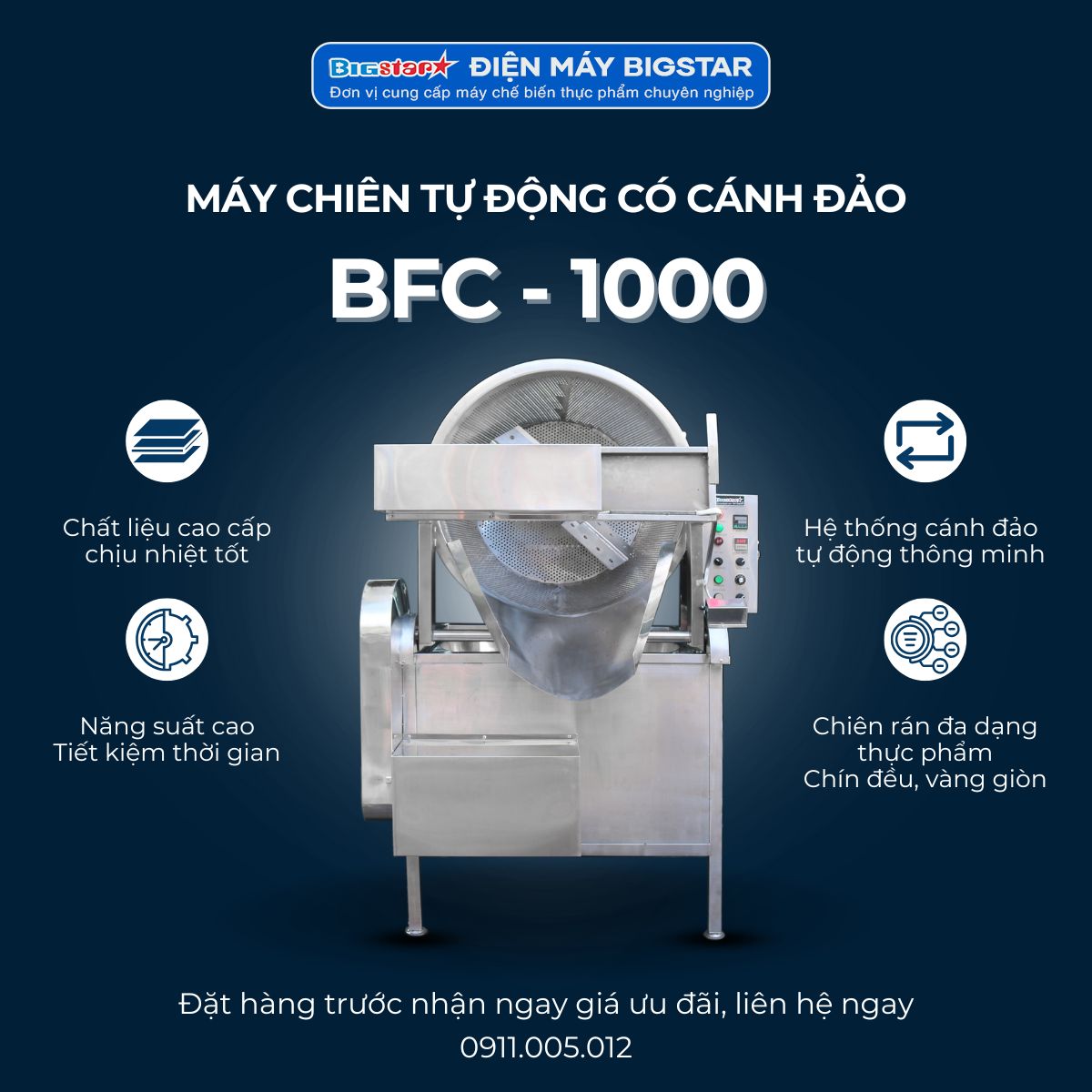 máy chiên tự động có cánh đảo BFC-1000