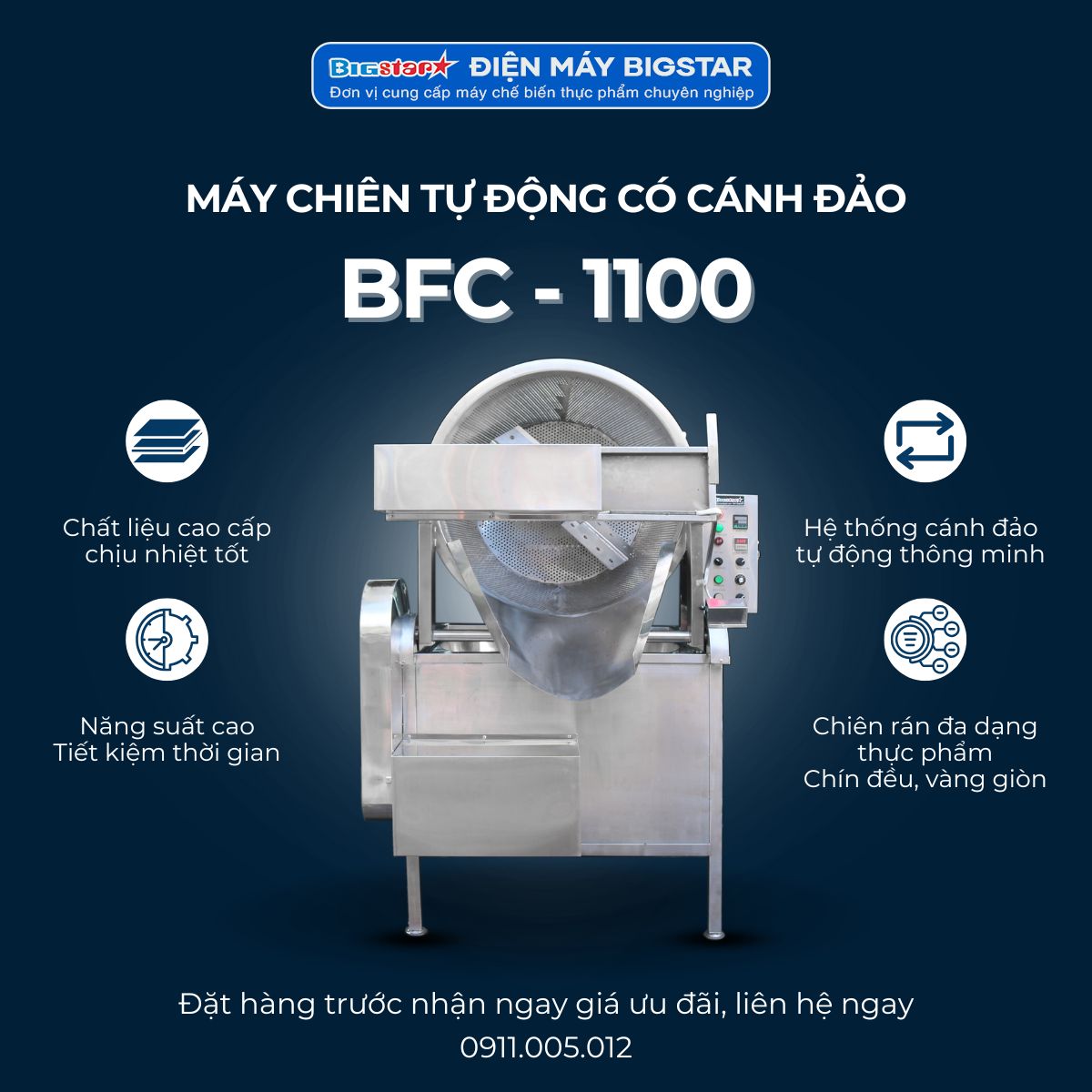 máy chiên tự động có cánh đảo BFC-1100