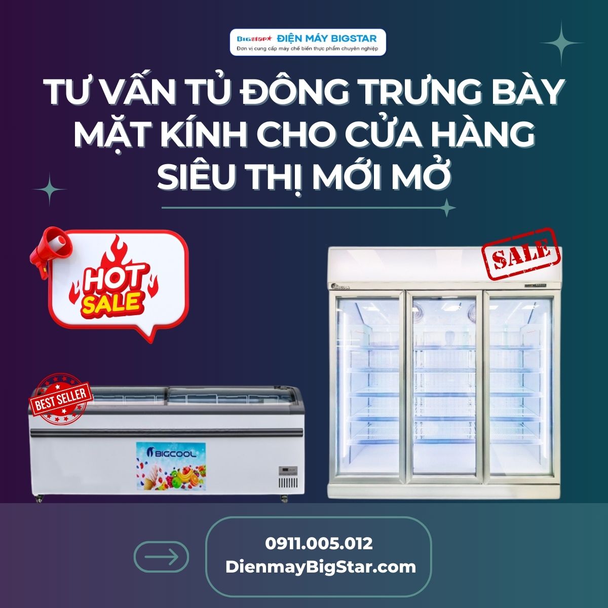 tủ đông trưng bày mặt kính