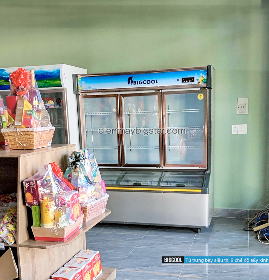 tủ đông trưng bày mặt kính