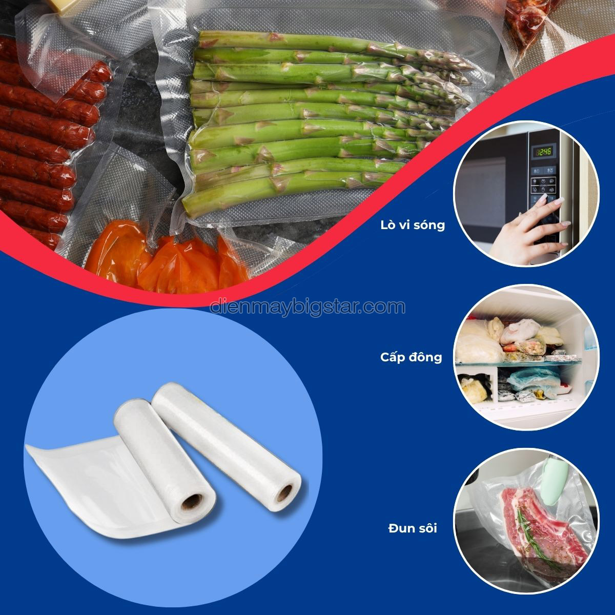 cuộn túi hút chân không trơn