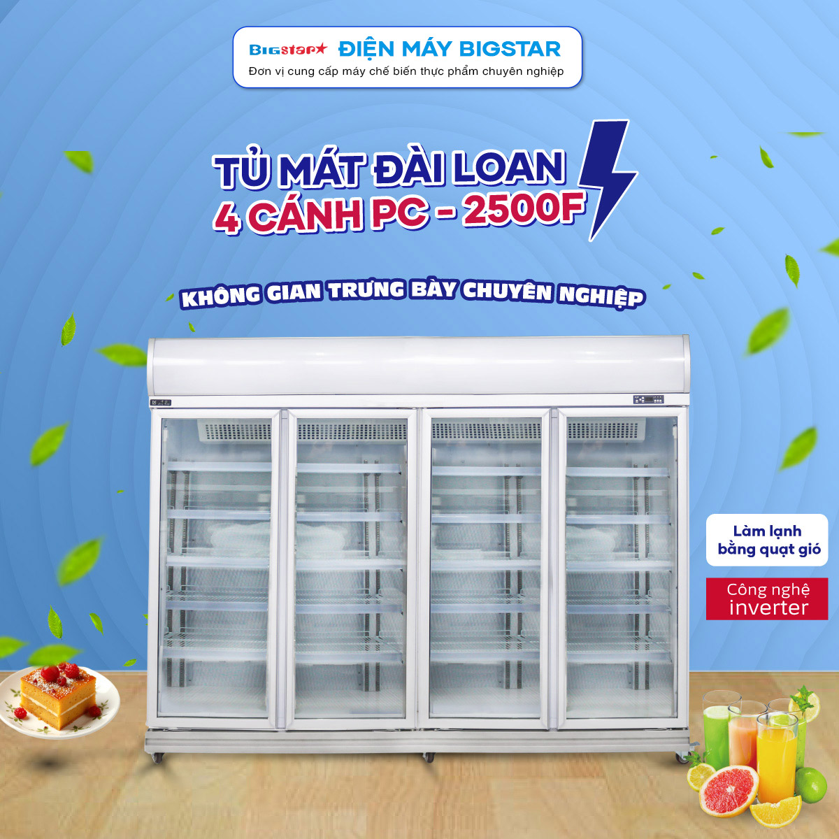 Tủ mát 4 cánh Đài Loan PC-2500F