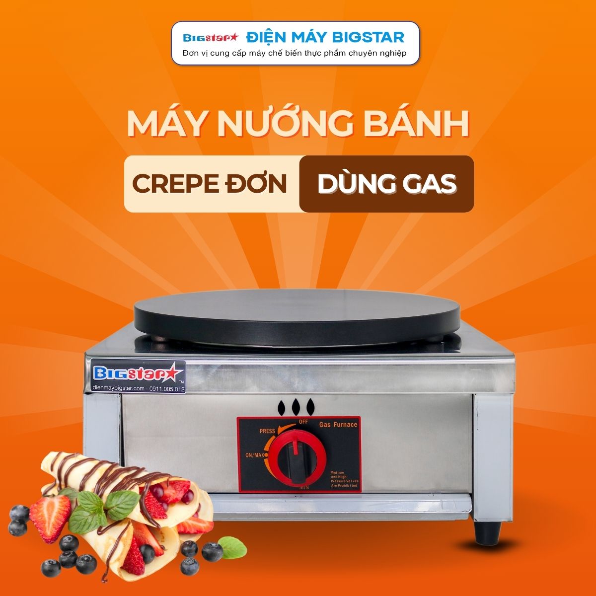 Máy nướng bánh Crepe đơn dùng gas 20 máy nướng bánh crepe đơn dùng gas