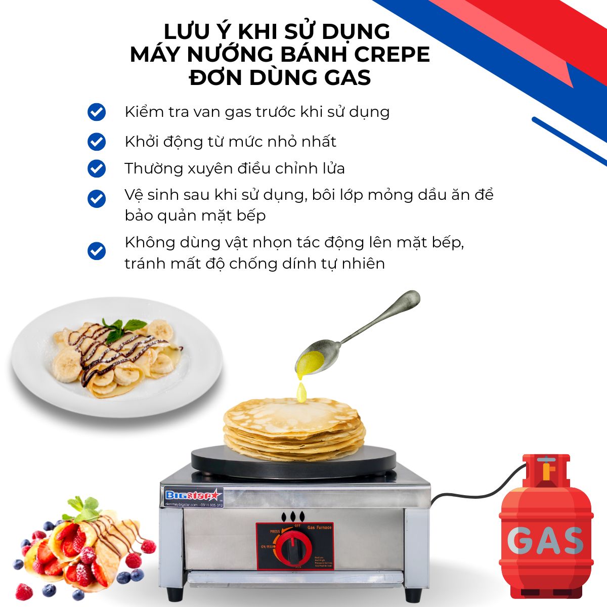 Máy nướng bánh Crepe đơn dùng gas 27 may nuong banh crepe don dung gas 1