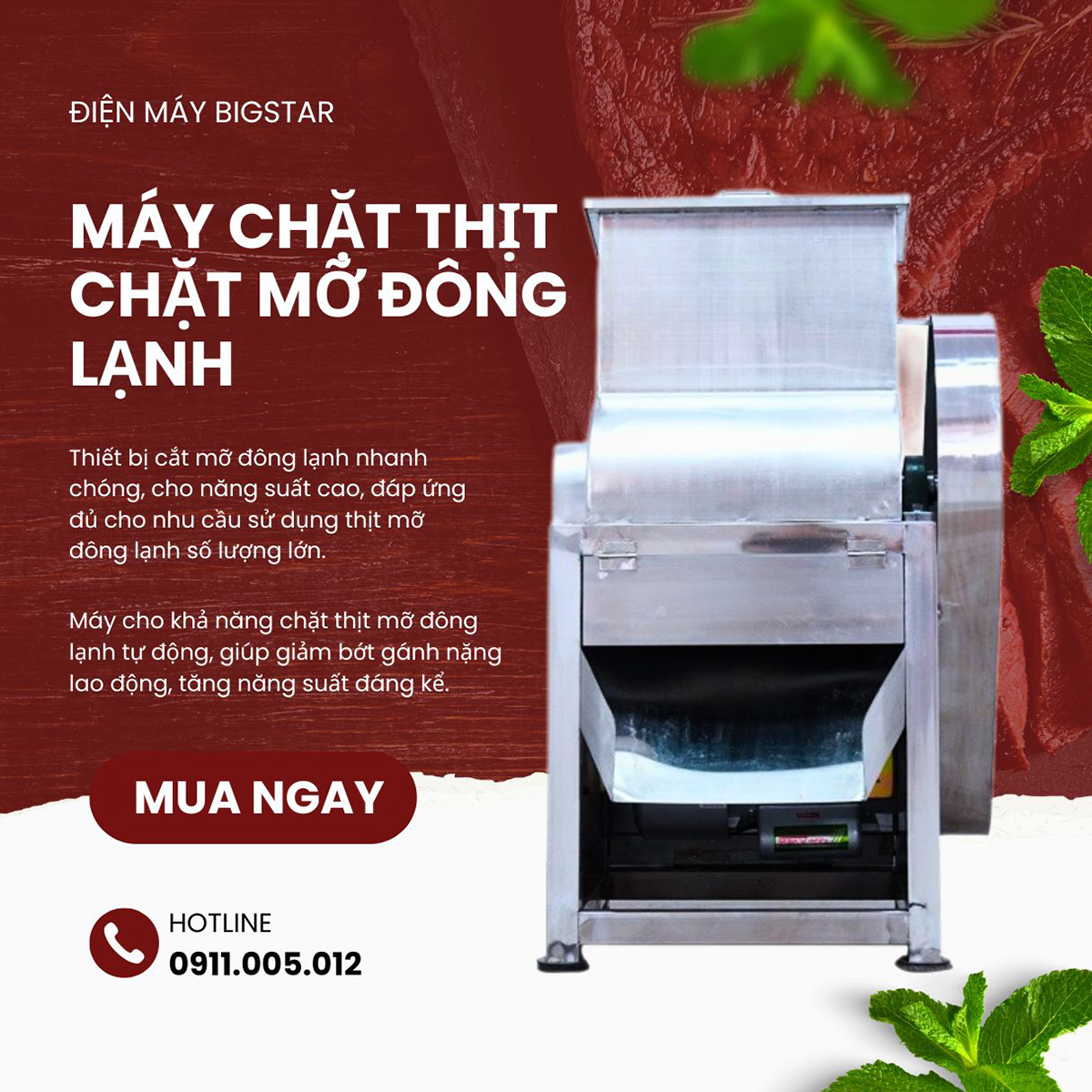 Máy chặt thịt chặt mỡ đông lạnh 11 may chat thit chat mo dong lanh banner