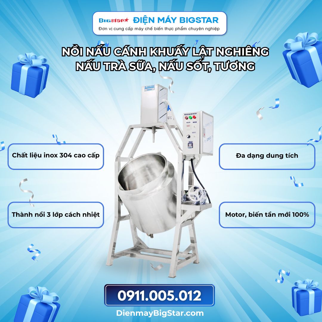 nồi nấu cánh khuấy lật nghiêng