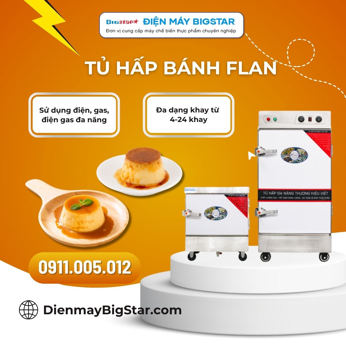 tủ hấp bánh flan