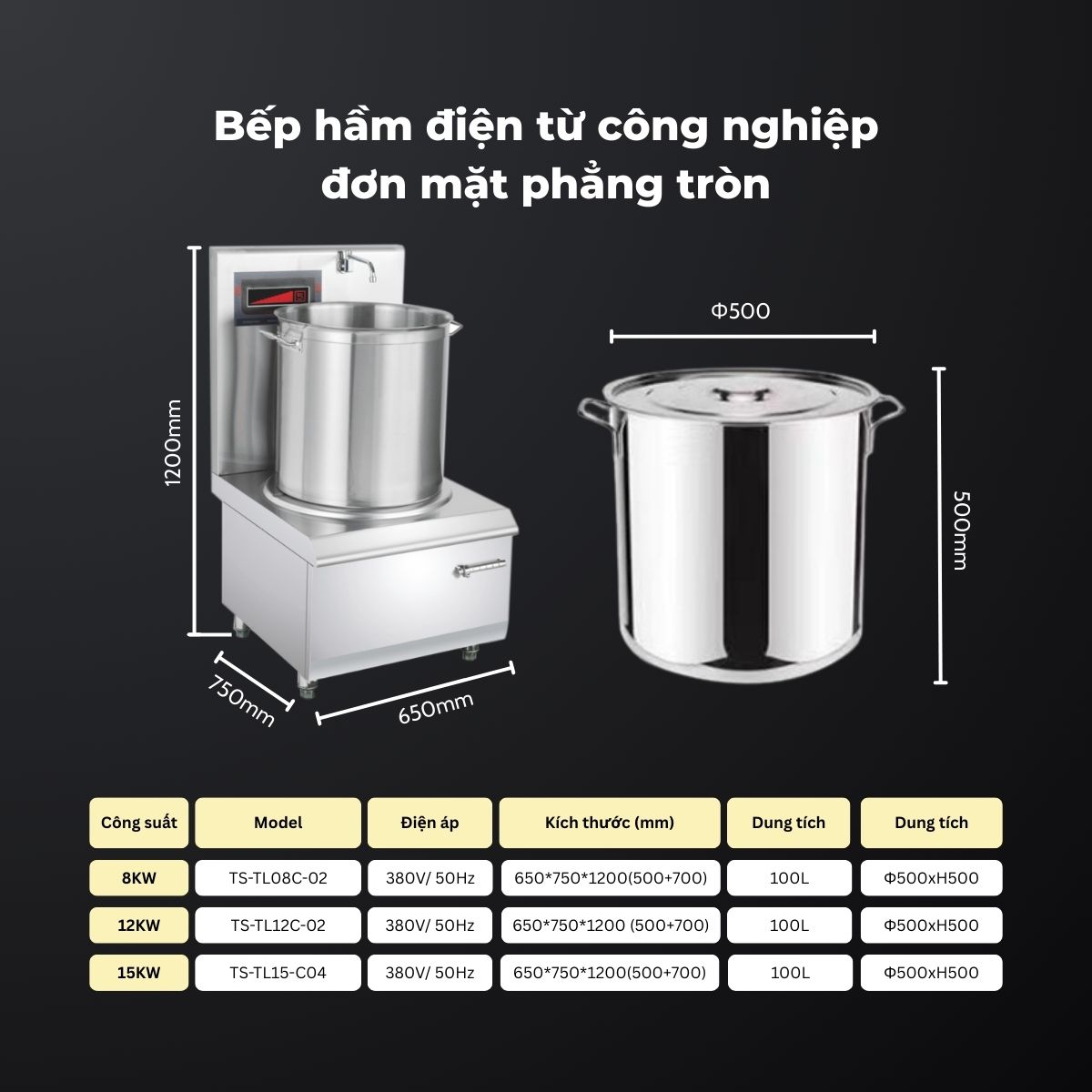 Bep ham dien tu cong nghiep don mat phang tron 5 1 ko