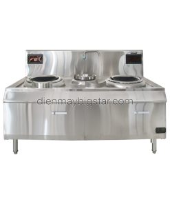 Bếp điện từ công nghiệp đôi chảo lõm rời có bầu nước 2x15kW