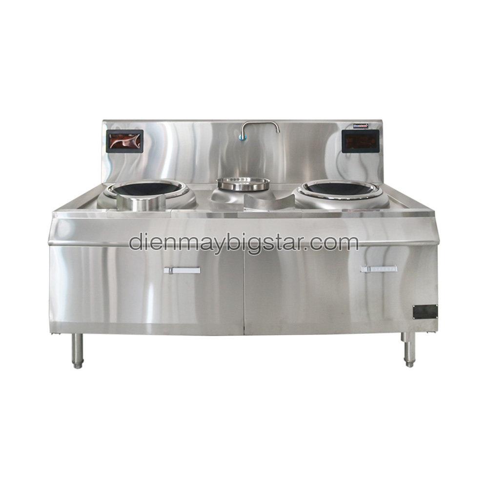 Bếp điện từ công nghiệp đôi chảo lõm rời có bầu nước 2x15kW - Thông số kỹ thuật