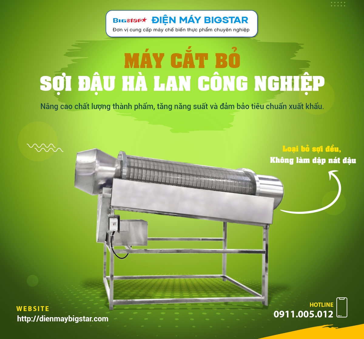 Máy cắt bỏ sợi đậu hà lan công nghiệp