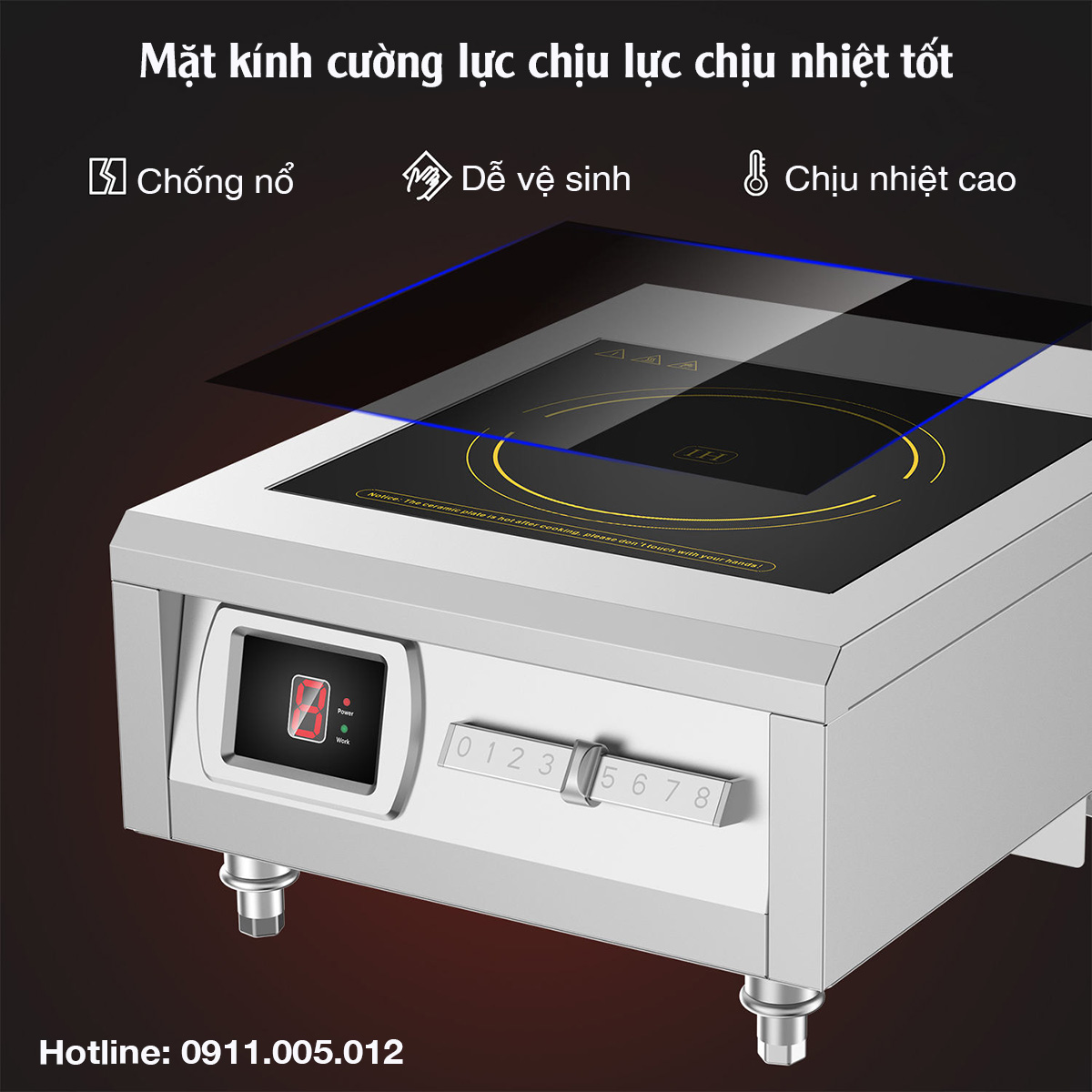 bep tu don de ban mat phang 300mm 8 nac gat 6