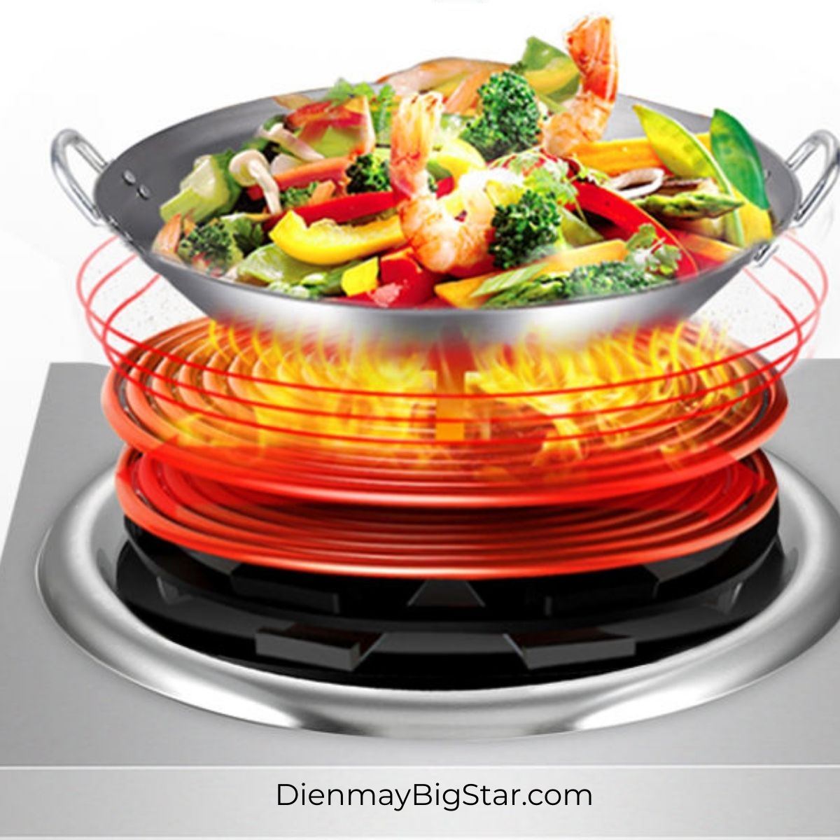 Bếp từ đơn xào để bàn mặt lõm 300mm 8 nấc gạt