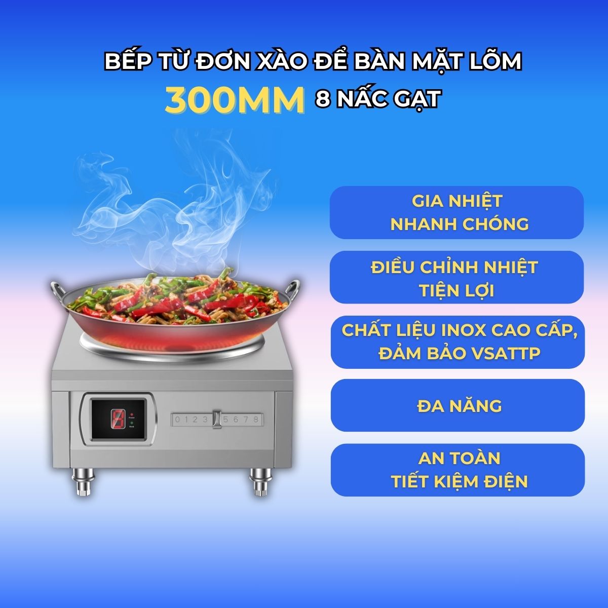 bep tu don xao de ban mat lom 300mm 8 nac gat 8