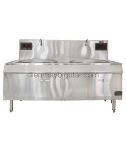 Bếp điện từ công nghiệp đôi chảo lõm liền 2x15kW