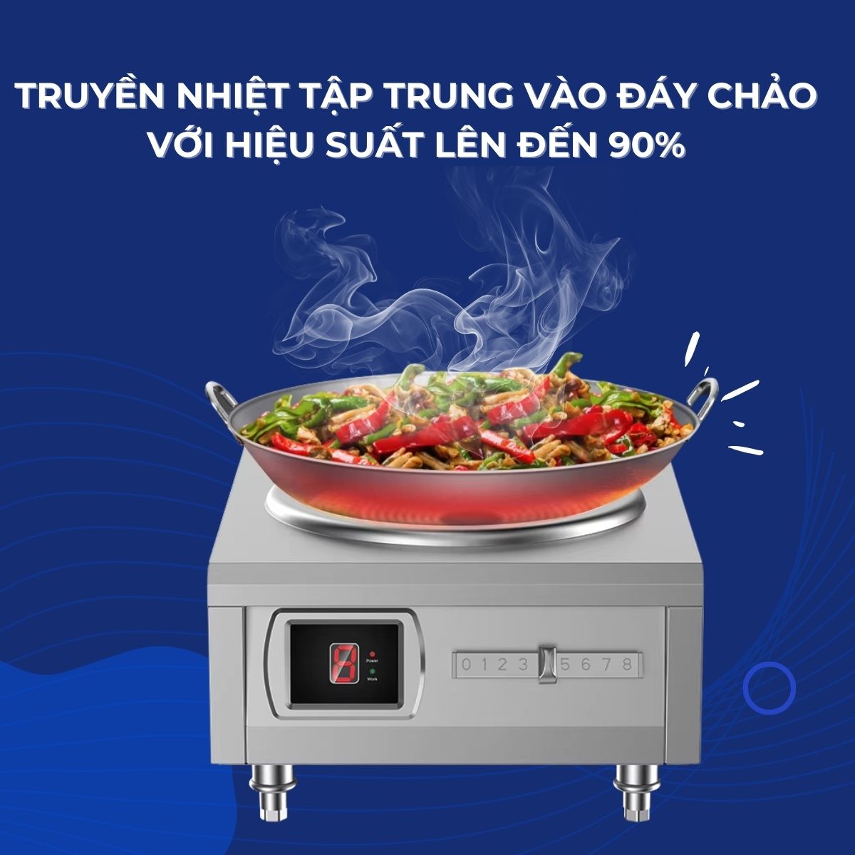 Bếp từ đơn xào mặt lõm để bàn 8 nấc gạt 6kW