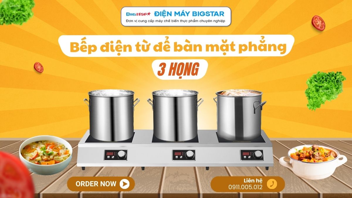 Bếp điện từ để bàn mặt phẳng 3 họng