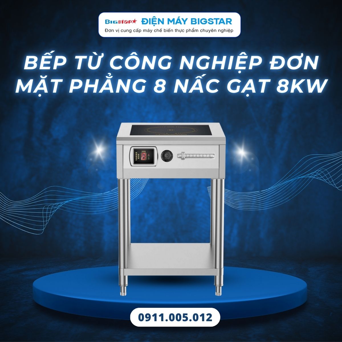 Bếp từ công nghiệp đơn mặt phẳng có hẹn giờ 8 nấc gạt 8kW 13 Bếp từ công nghiệp đơn mặt phẳng có hẹn giờ 8 nấc gạt 8kW