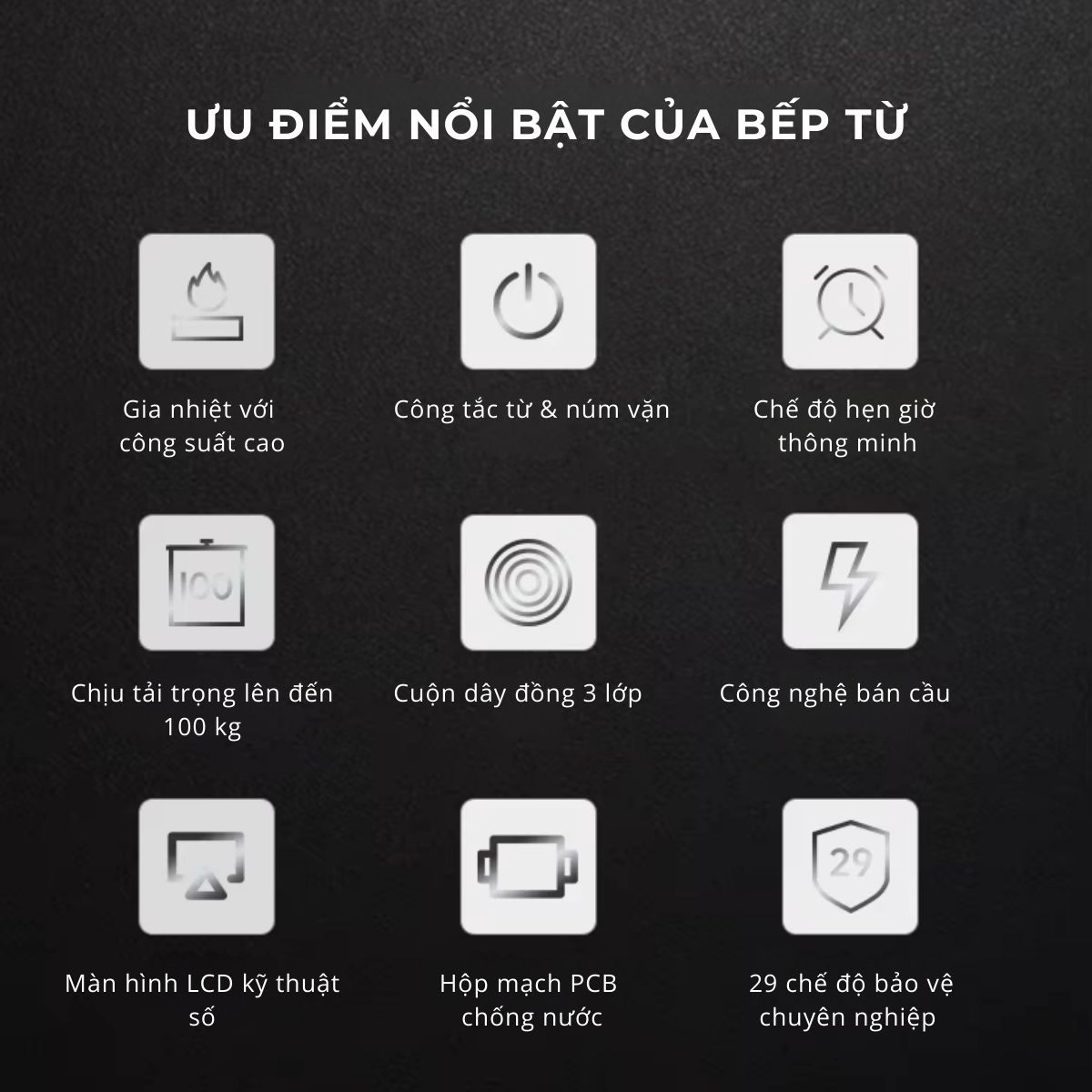 Bếp từ công nghiệp đơn mặt phẳng có hẹn giờ 8 nấc gạt 8kW 19 bep tu cong nghiep don mat phang 8 nac gat 8kw 3