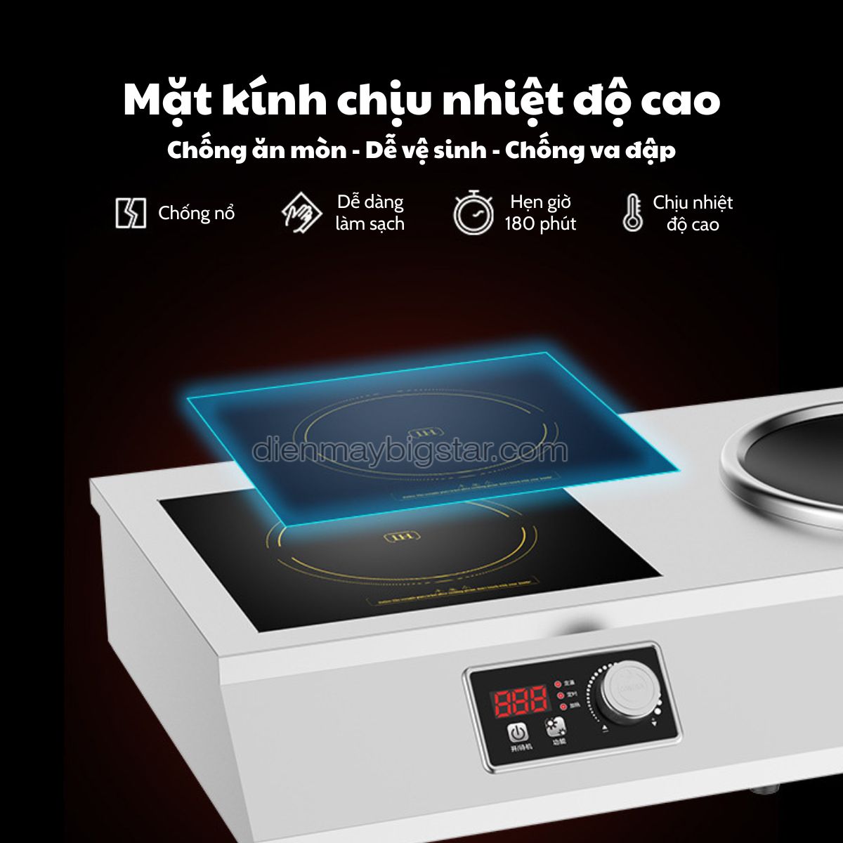 bep dien tu doi de ban mat phang ket hop mat lom 6