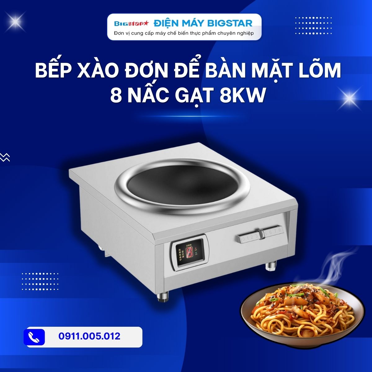 Bếp xào đơn để bàn mặt lõm 8 nấc gạt 8kW