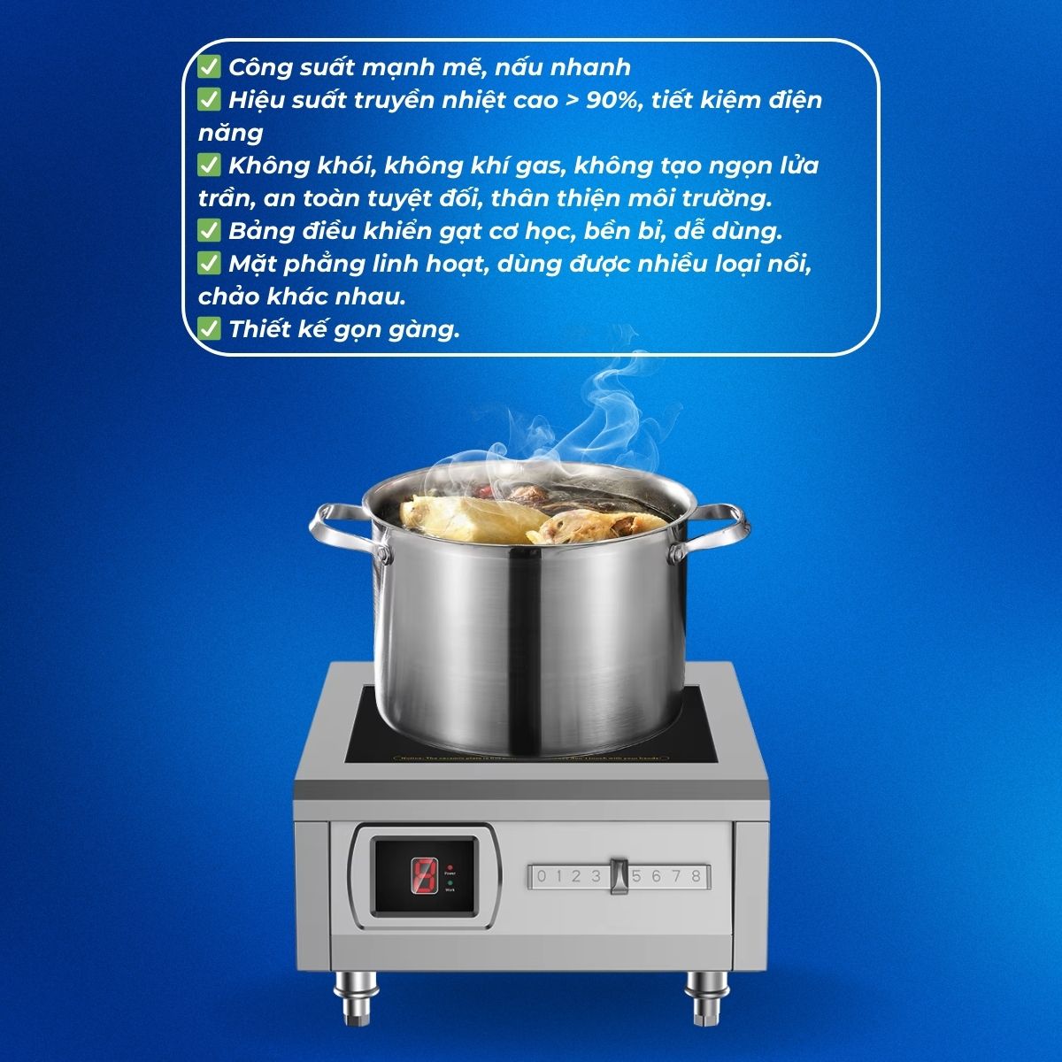 Bếp từ đơn để bàn mặt phẳng 8 nấc gạt 8kW