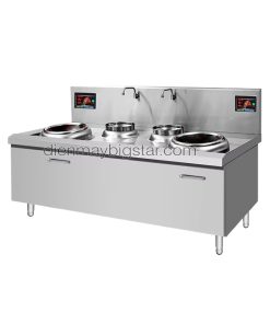Bếp điện từ công nghiệp đôi chảo lõm rời có 2 bầu nước 2x15kW