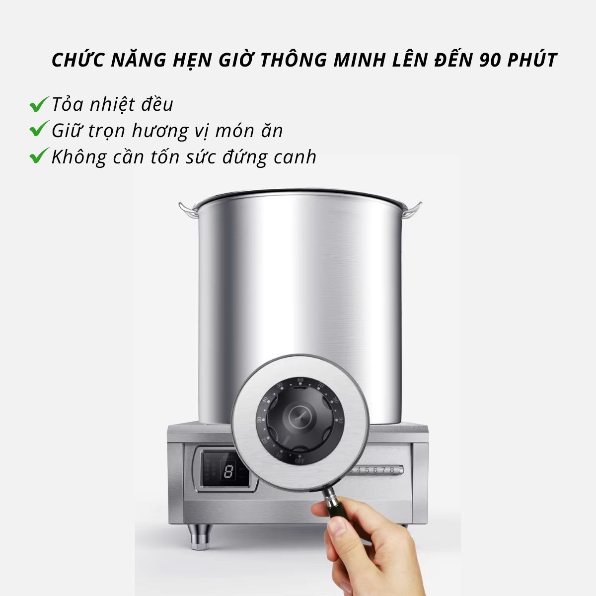 Bếp từ đơn để bàn mặt phẳng 8 nấc gạt có hẹn giờ 8kW