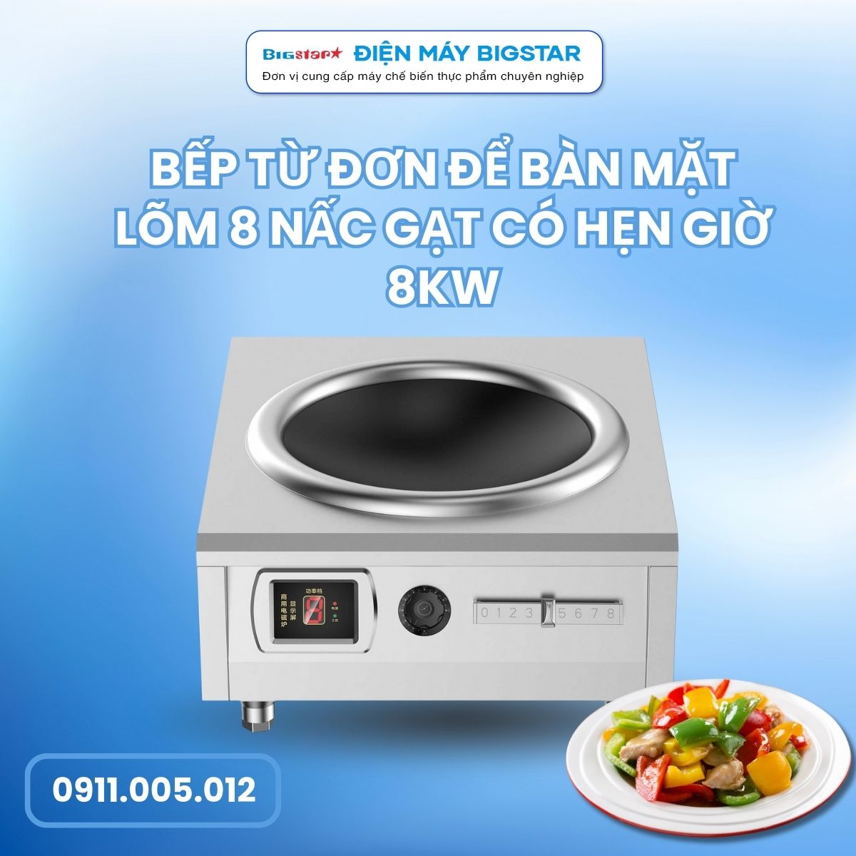 Bếp từ đơn để bàn mặt lõm 8 nấc gạt có hẹn giờ 8kW