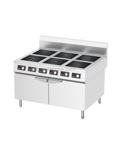 Bếp điện từ công nghiệp phẳng 6 họng có hộc tủ