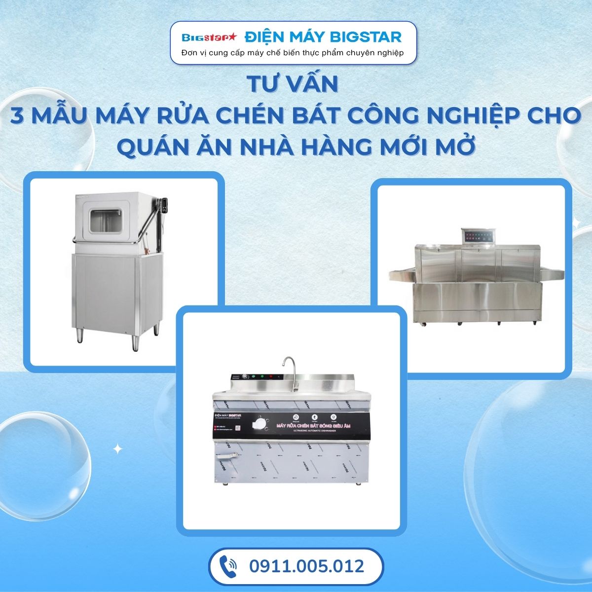 tu van 3 mau may rua chen bat cong nghiep cho quan an nha hang moi mo